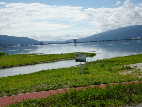 諏訪湖一周サイクリングです。今回は右周りです